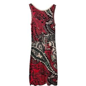 Aldomartins Anthropologie‎ Pink / Turquoise Paisley Sweater Knit Dress $278 Sz 8